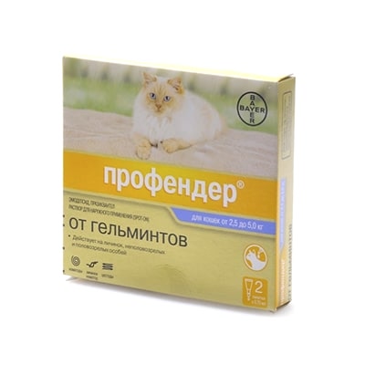 на фото товар из зоомагазина Акелла: Профендер капли на холку от гельминтов для кошек